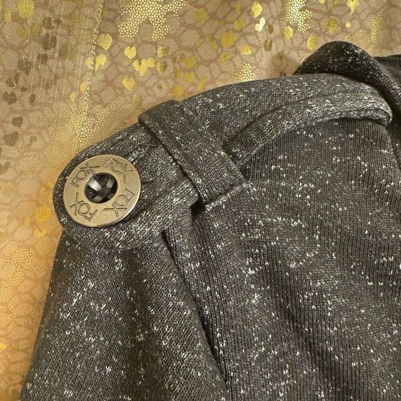 Y2K 2000s Fox Racing Charcoal Gray Button Up Hooded Sweater Womens Small - Picture 7 of 9